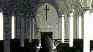 a black and white image of a church with the words shame episode written on the bottom