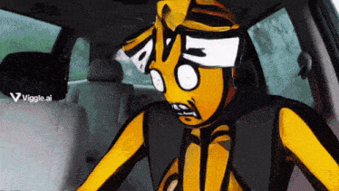 a cartoon character is sitting in the back seat of a car with a viggle.ai watermark