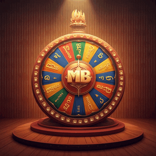 a colorful spinning wheel with the letter mb on it