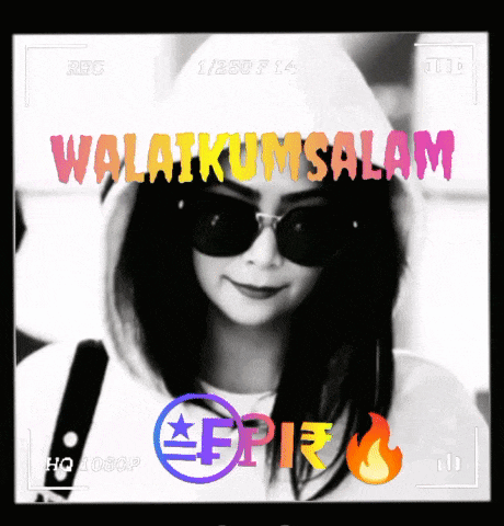a black and white photo of a woman wearing sunglasses and a hoodie that says ' walangumsalam ' on the top