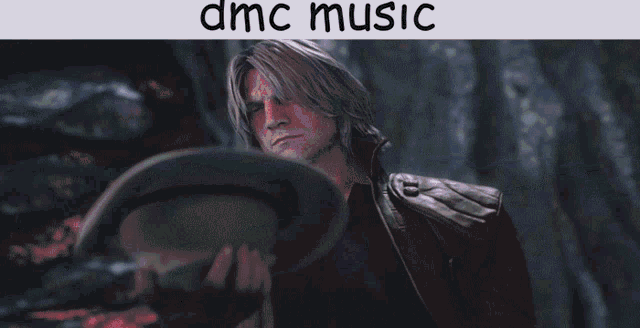 a poster for dmc music shows a man in a top hat