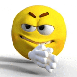 a yellow smiley face with an angry expression and white gloves on .