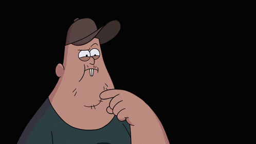 a cartoon character says go on in a black shirt