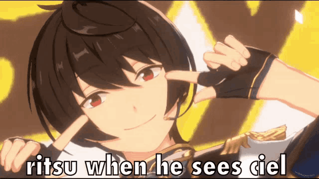 a picture of a anime character with the words ritsu when he sees ciel
