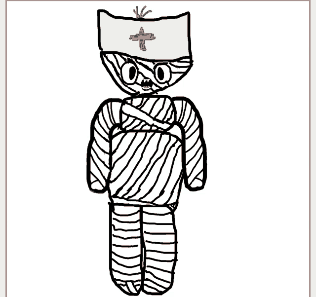a drawing of a mummy wearing a nurse hat
