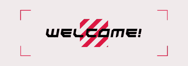 a sign that says welcome on it with a red stripe