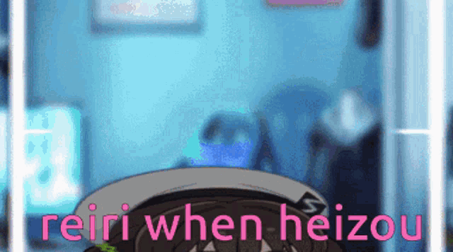 a cartoon of a girl with the words reiri when heizou written on it