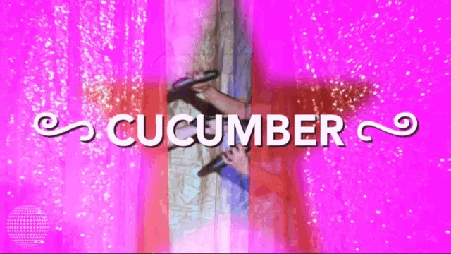 a pink background with the word cucumber written on it