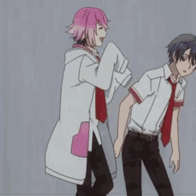 a couple of anime characters standing next to each other with the words " those are just " below them