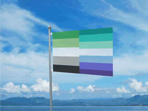 an asexual flag is flying in the wind