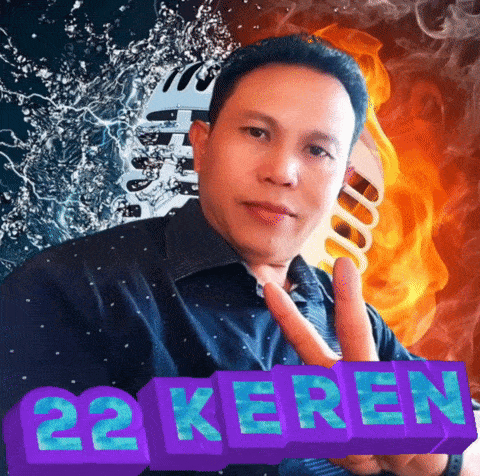 a man with a microphone in the background and the name 22 keren