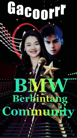 a poster for gacoorr bmw berbintang community shows a man and a woman