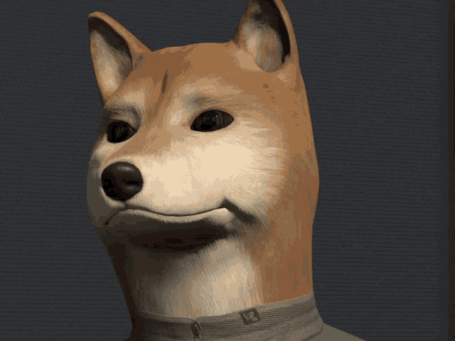 a close up of a dog 's face with the letter s on its shirt
