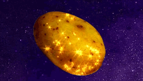 a potato that looks like a planet in space