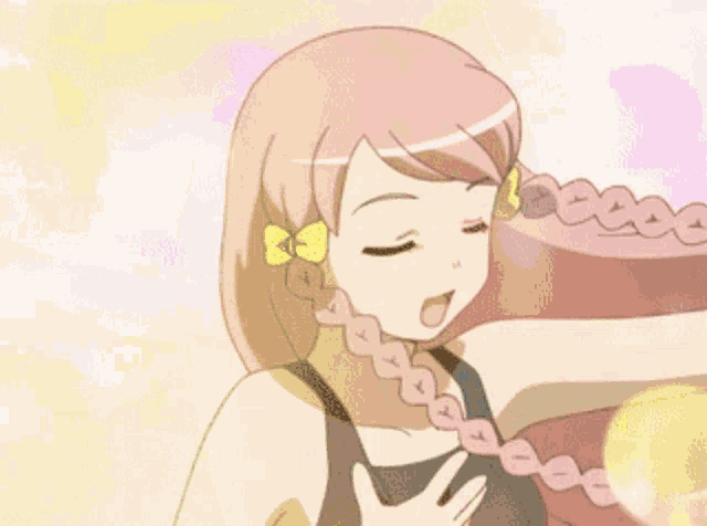 a girl with a braided ponytail is wearing a blue dress