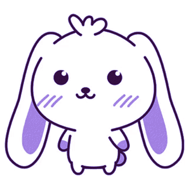 a purple bunny with hearts in its eyes and hearts around it