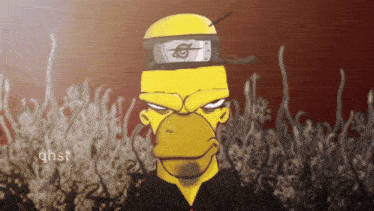 a cartoon of homer simpson wearing a headband that says ghst