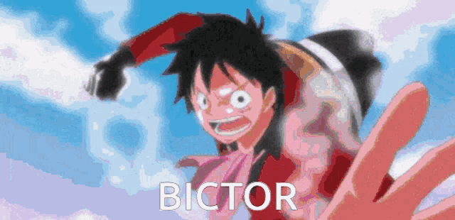 a cartoon character with the word bictor written on it