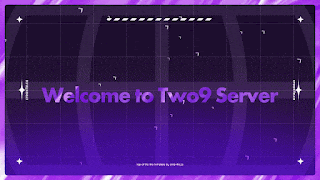 welcome to two9 server is written on a purple background