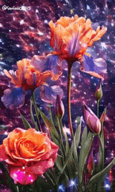 a painting of colorful flowers with a watermark that says @smwidna