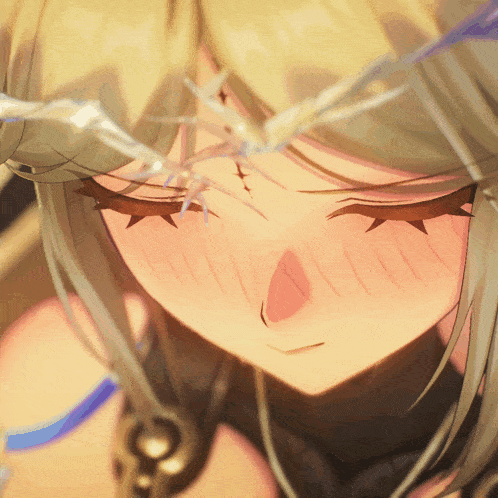 a close up of a girl 's face with a tear coming out of her eye