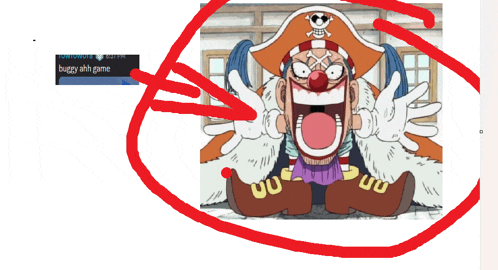 a drawing of a clown with the words buggy ahh game written below it