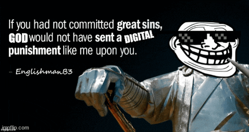 a troll with sunglasses and a quote from englishman83 on the bottom