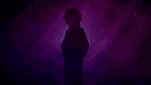 a cartoon character with red hair and a purple background looks angry