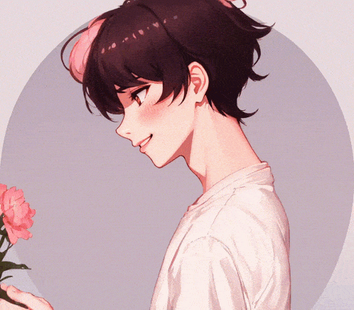 a girl with a flower in her hair is smiling