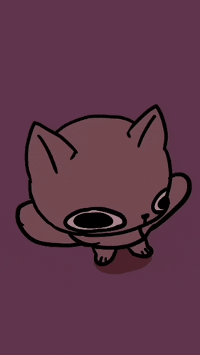 a cartoon drawing of a cat with big eyes on a blue background