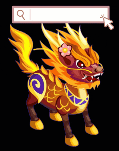 a cartoon of a dragon with a flower on its head
