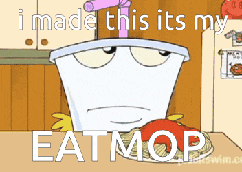 a cartoon of a cup with a straw and the words " i made this its my eatmop " on the bottom