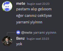 a screenshot of a discord conversation between mete pastami alp gelloom and benz