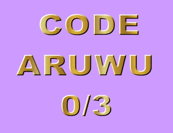 a purple background with the words code arawu 0/3 in gold