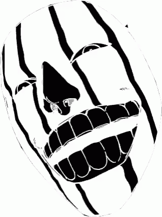 a black and white drawing of a skeleton mask with a skull on it 's face .