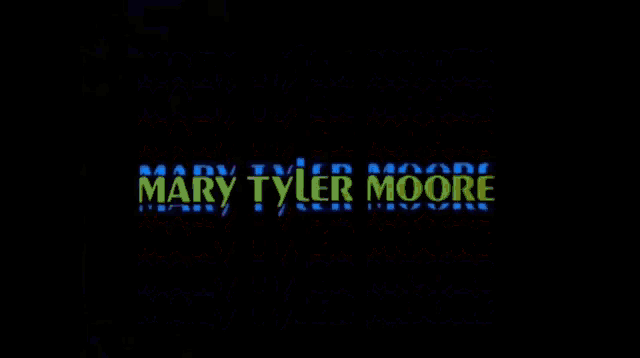 the name mary tyler moore is displayed in different colors