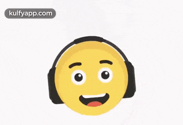 a smiley face wearing headphones is smiling .