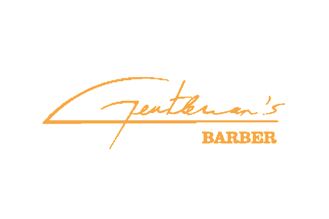 a logo for gentleman 's barber with a pink and black stripe