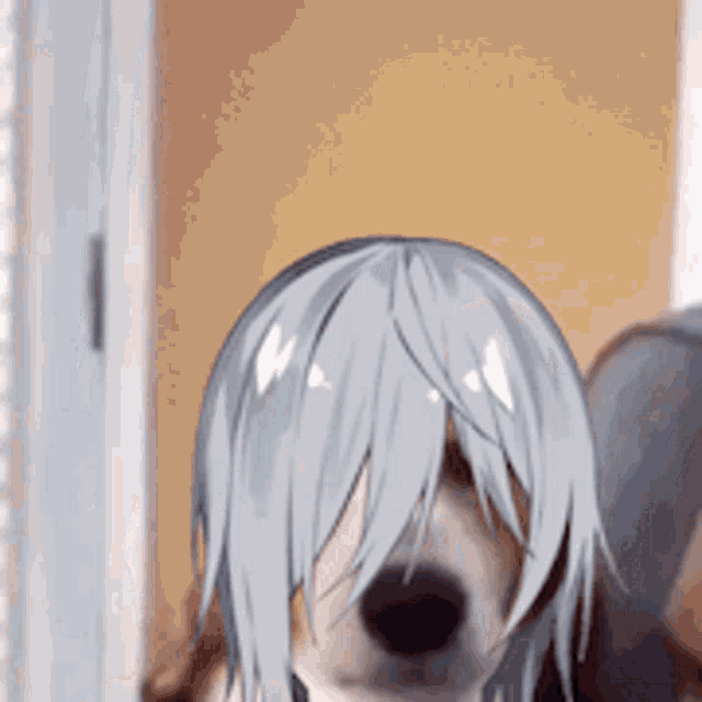 a dog with long blue hair looks like a girl