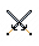 a pixel art icon of two crossed swords .