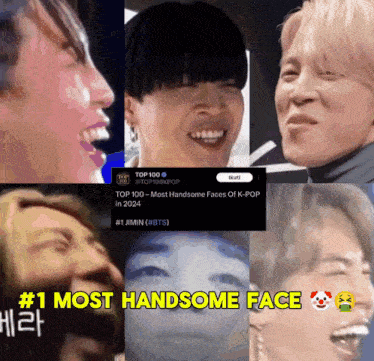 a collage of faces with the caption # 1 most handsome face on the bottom