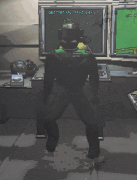a pixelated image of a man standing in front of a green screen that says ' city '