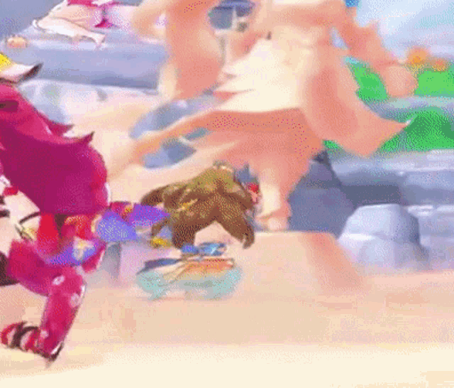 a video game character is being attacked by a monster .