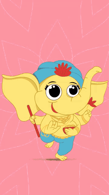 a happy ganesh chaturthi card with a cartoon elephant
