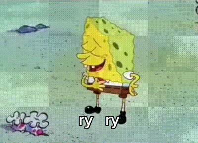 a cartoon of spongebob with the words " ry ry " written below him