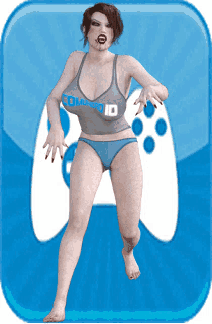 a woman in a tank top that says commander id