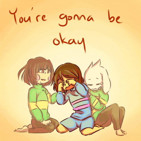 a drawing of a girl crying with the words " you 're gonna be okay "