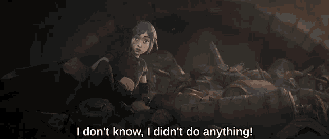 a cartoon character says i don 't know i didn 't do anything