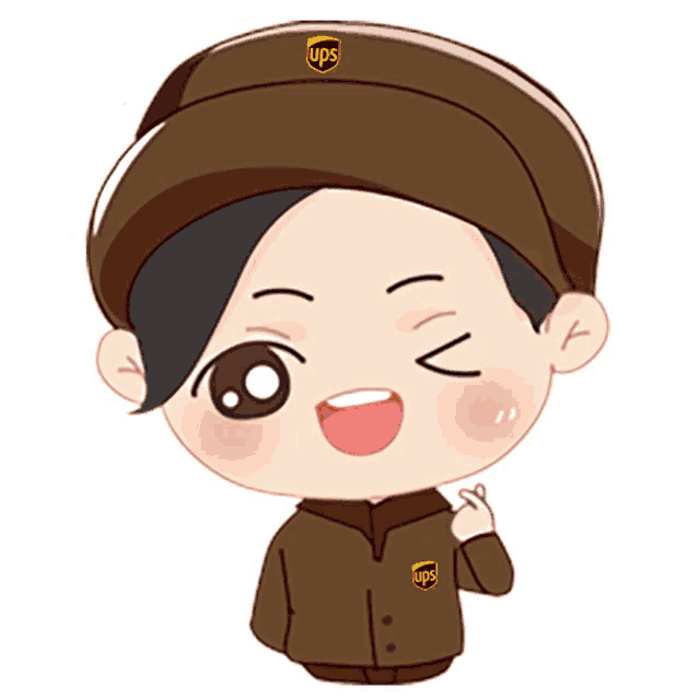 a cartoon illustration of a ups worker with a heart on his face