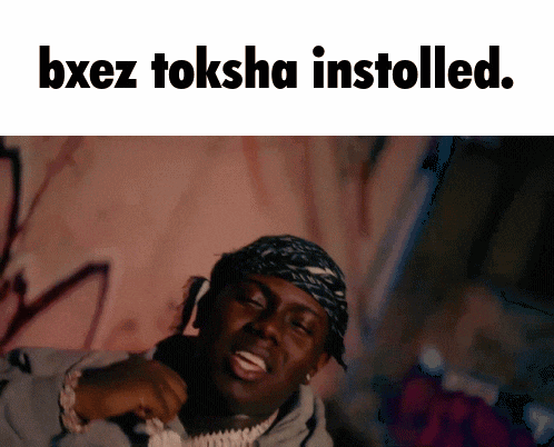 a man with a bandana on his head and the words bxez toksha installed on the bottom